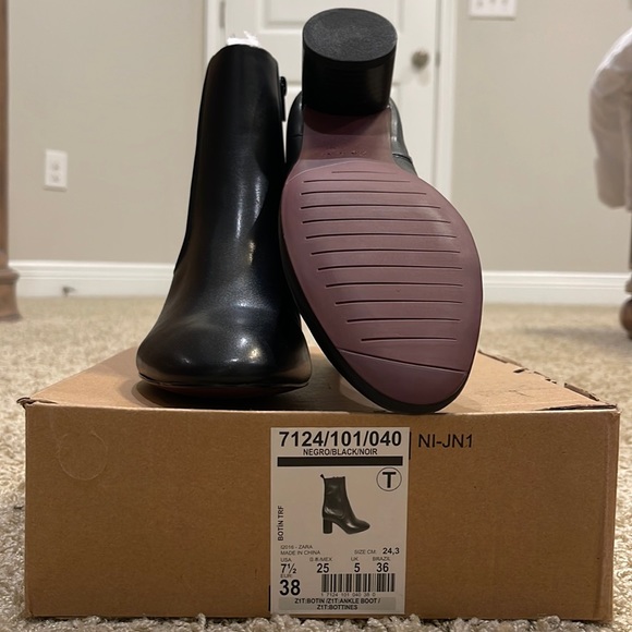 Zara Shoes - Black Zara Bootie size 7.5 with tags and box.  Never worn!
